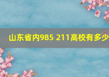 山东省内985 211高校有多少